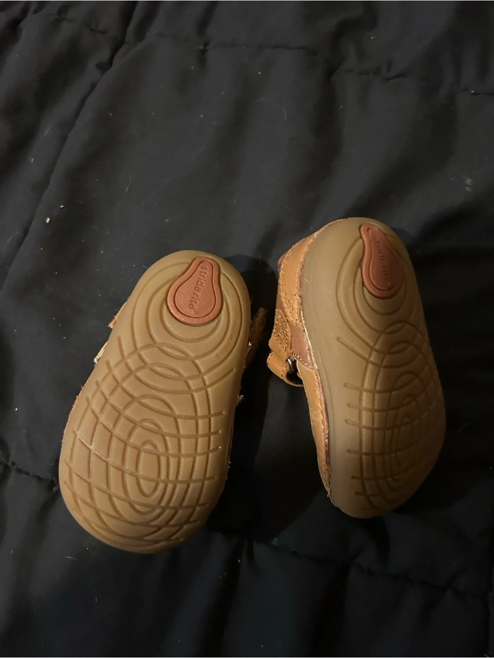 Stride Rite Tan Leather T-Strap Mary Jane Shoes